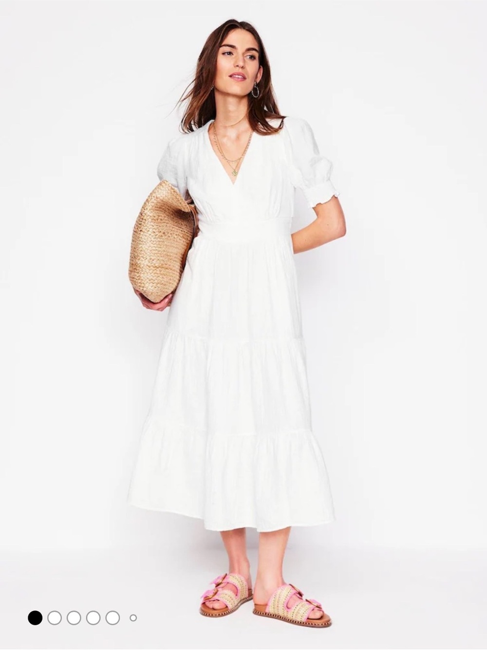 NWT Boden Anna double cloth white midi dress